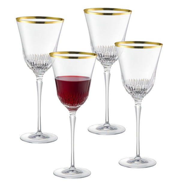 Jolie-Gold Water Goblet with Gold Rim, 10 oz. Set of 4