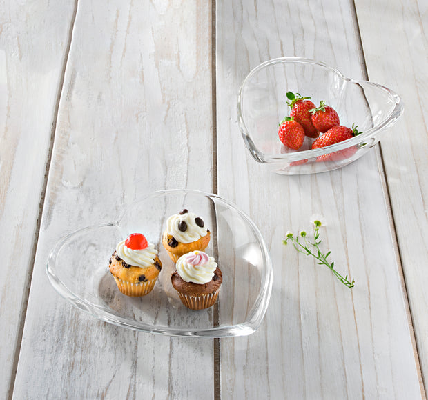 European Glass Bowl - Heart Shaped - Bowls - Set of 6 - for Fruit - Nuts - Salad - Dessert
