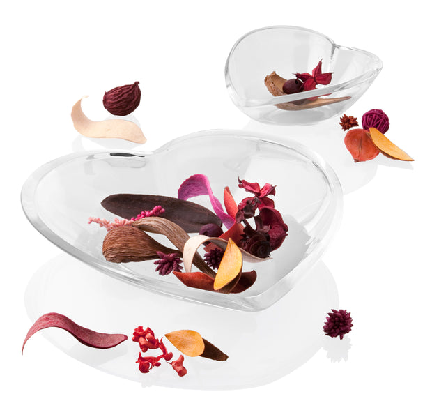European Glass Plate - Shallow Bowl - Heart - Shaped - for Fruit - Nuts - Dessert - Salad