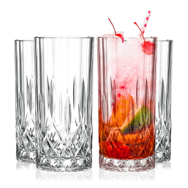 Highball Drinking Glasses, Set of 4 , 13 Fl. Oz