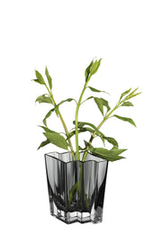 Chevron Vase, Transparent Gray