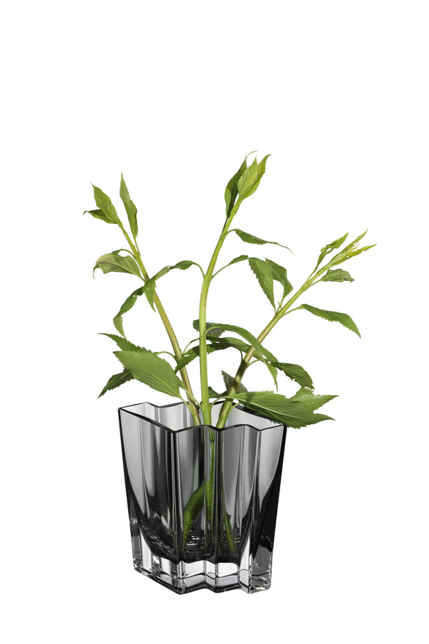 Chevron Vase, Transparent Gray