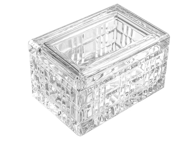 European Cut Crystal Large Rectangle Covered Candy / Jewelry Box - 5" Length
