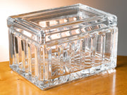 European Crystal Box- for Jewelry - Candy - Nuts- Glass Box - Vertical Lines Design - 5" Long