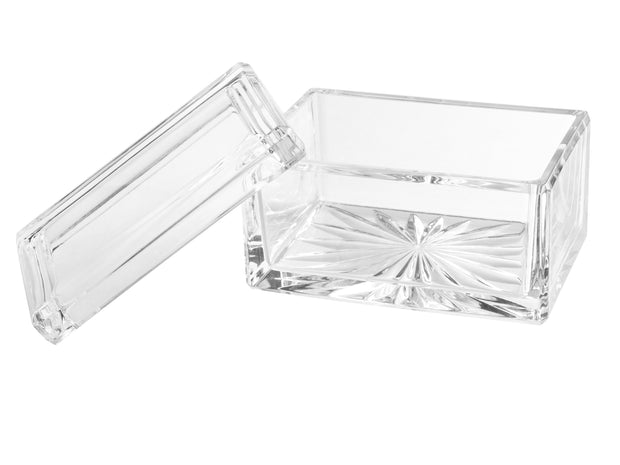 European Crystal Box- for Jewelry - Candy - Nuts - Trinkets - Glass Box- Classic Clear - 5" Long