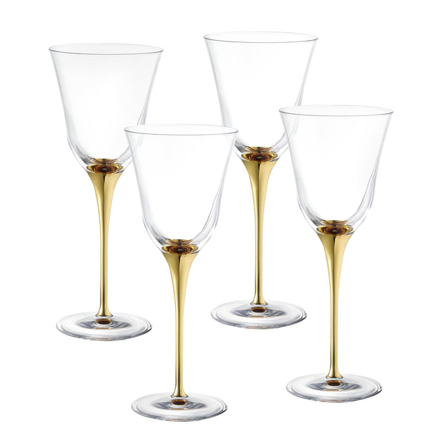 Spectrum Goblet Glass with Gold Stem, 10 oz. Set of 4
