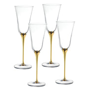 Spectrum Champagne Flute with Gold Stem, 8 oz. Set of 4