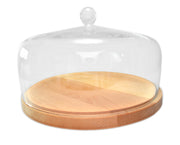 Cake dome with wood Plate, 12.2"D