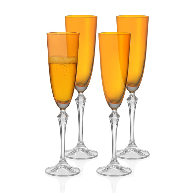 Vivid Champagne Flute, Amber, 7 oz. Set of 4