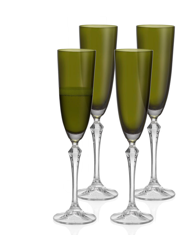 Vivid Champagne Flute, Green, 7 oz. Set of 4