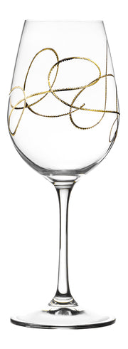 String Wine glass with Gold, 16 oz. Set of 2