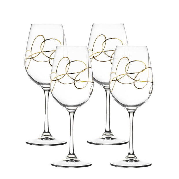 String Wine glass with Gold, 16 oz. Set of 4