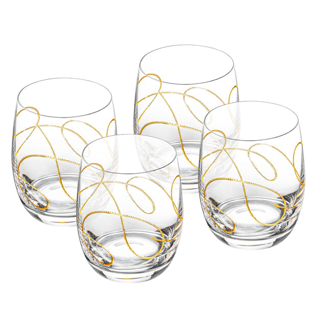 String Double Old Fashion with Gold, 14 oz. Set of 4