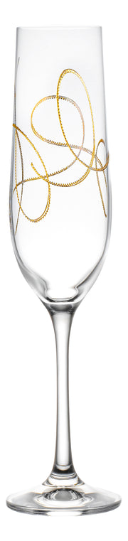 String Champagne Flute with Gold, 9 oz. Set of 2