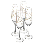 String Champagne Flute with Gold, 9 oz. Set of 4