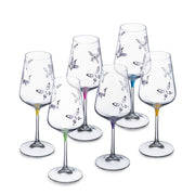 Butterfly Wine Glass Assorted Colors, 16 oz. Set of 6