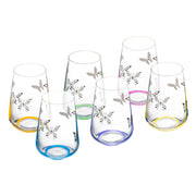 Butterfly Double Old Fashion Assorted colors, 18 oz. Set of 6