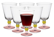 Spectrum Water Goblet with Rose color on stem, 9 oz. Set of 6