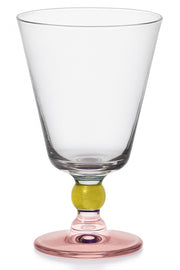 Spectrum Water Goblet with Rose color on stem, 9 oz. Set of 6