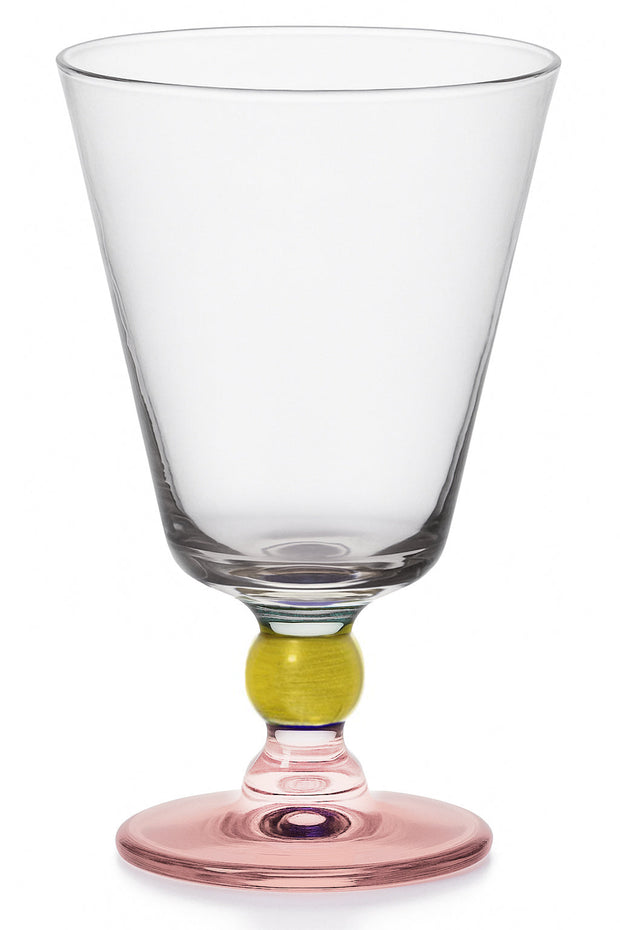 Spectrum Water Goblet with Rose color on stem, 9 oz. Set of 6