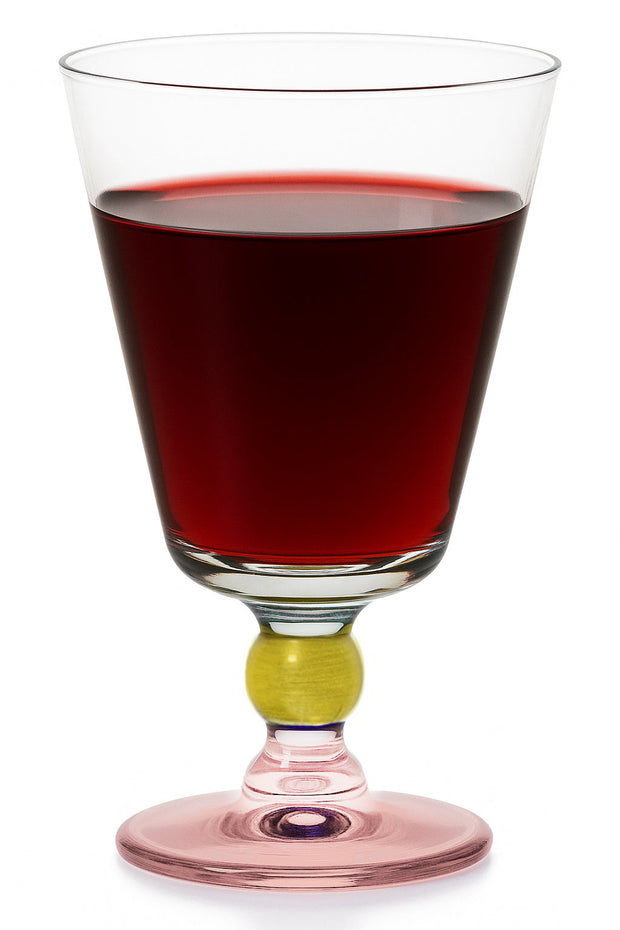 Spectrum Water Goblet with Rose color on stem, 9 oz. Set of 6