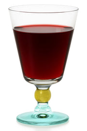 Spectrum Water Goblet with Aquamarine color on stem, 9 oz. Set of 6