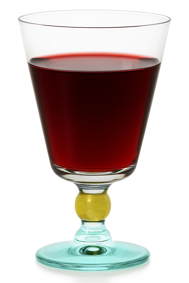 Spectrum Water Goblet with Aquamarine color on stem, 9 oz. Set of 6