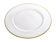 European Glass - Clear - Charger - Plate - with Gold Rim - 12.5" Diameter - Set of 6