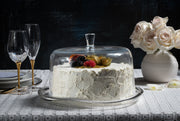 Barena Cake Plate with Dome, Plate: 13.5"D, Dome: 11.5"D