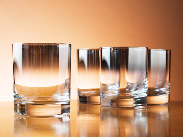 European Glass Double Old Fashioned - Tumblers - Smoked -Whiskey - Bourbon - Water - Beverage - Drinking Glasses - Set/4-10 Oz.