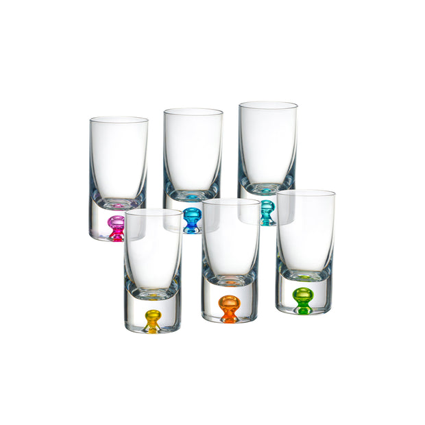 Pinnacle Shot Glass, Assorted Colors bubble, 1.25 oz. Set of 6