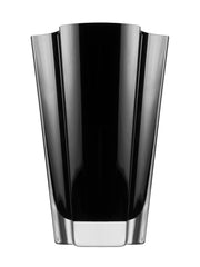 Black Glass Wavy Vase, 9" Height