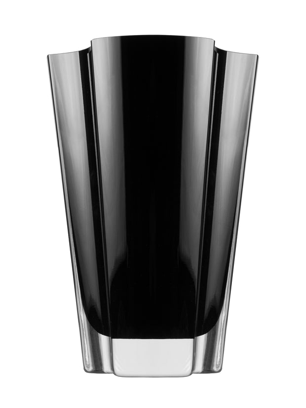 Black Glass Wavy Vase, 9" Height