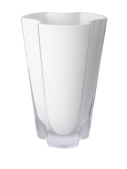 White Glass Wavy Vase, 9" Height