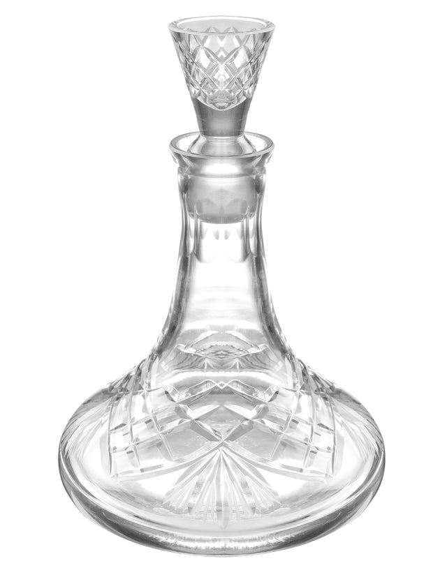 European Crystal Glass Mouthwash Decanter W/ .5 Oz. Stopper- (can use the stopper as a Tumbler) 6.6" Height - 7 Oz. Decanter