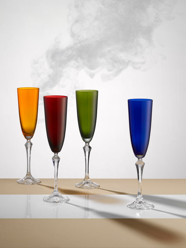Vivid Champagne Flute, Blue, 7 oz. Set of 4