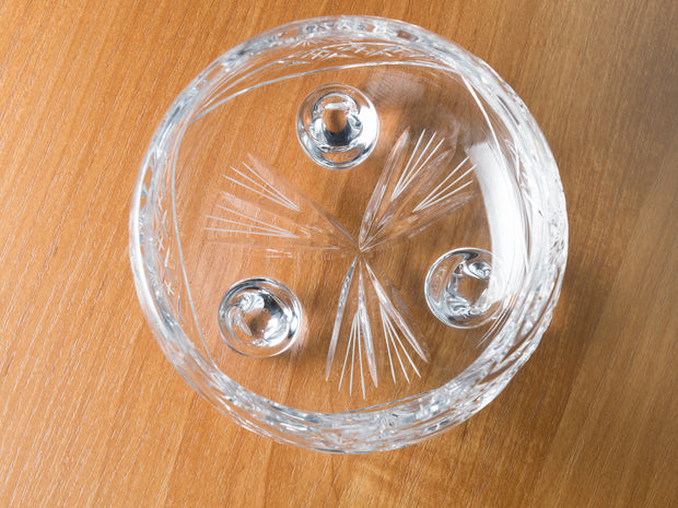 Pinwheel Crystal Cut Footed Bowl 5"D