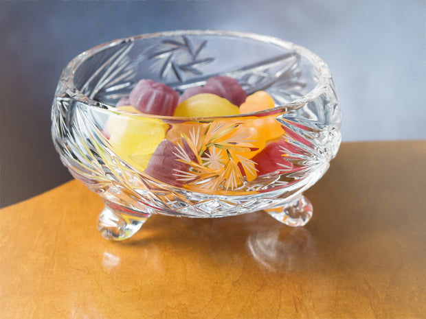 Pinwheel Crystal Cut Footed Bowl 5"D