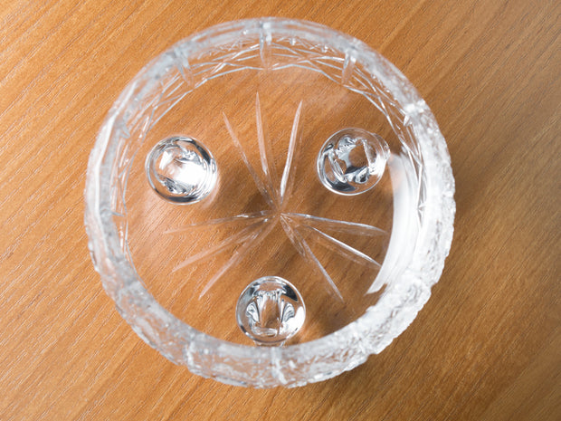 Pinwheel Crystal Cut Footed Bowl 5"D