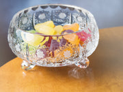 Pinwheel Crystal Cut Footed Bowl 5"D