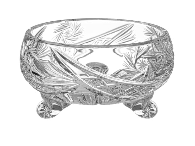 Pinwheel Crystal Cut Footed Bowl 5"D
