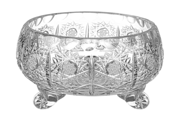 Pinwheel Crystal Cut Footed Bowl 5"D