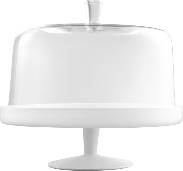 Opal Luminous White Cake stand and large Dome, 12.4"D