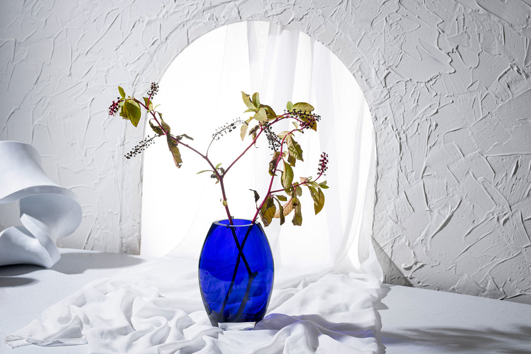 Cobalt Oval Vase, Available in Multiple Sizes – Barski