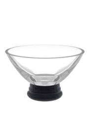 Glass Footed Dessert Bowl with Black Base, 5" Diameter
