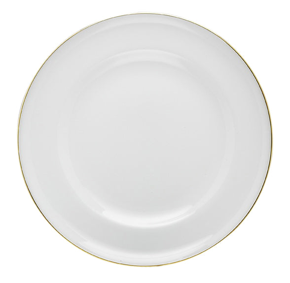 Aura-Gold Charger, White with Gold rim, 12"D, Set of 2