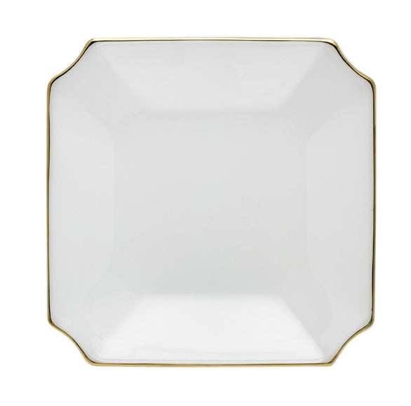 Aura-Gold White Square Plate with Gold rim, Set of 4