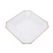 Aura-Gold White Square Plate with Gold rim, Set of 4