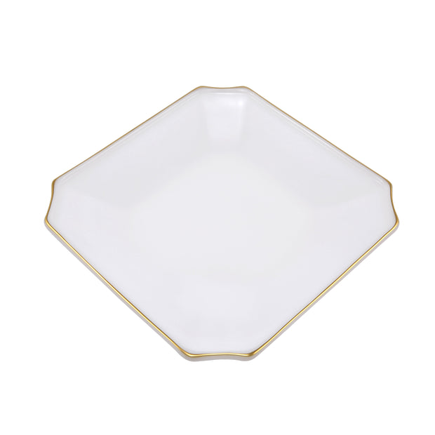Aura-Gold White Square Plate with Gold rim, Set of 4