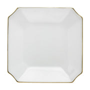 Aura-Gold White Square Plate with Gold rim, Set of 4